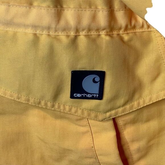 Vintage 90s Carhartt Workshield Yellow Hooded Chore Waterproof Jacket Large - Picture 2 of 5